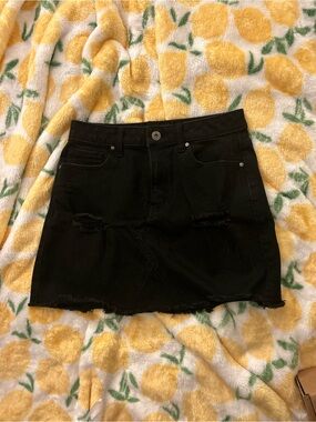 Black denim skirt